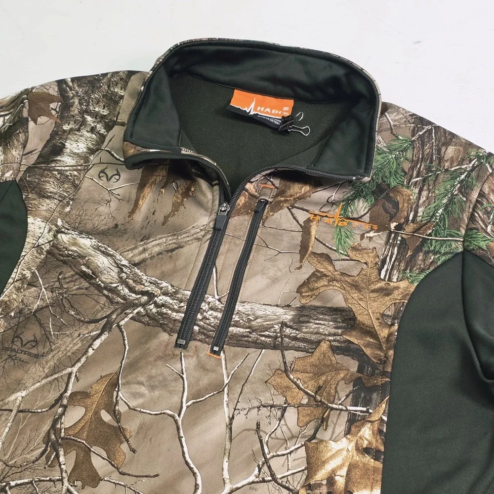 Habit Techshell Lite Scent Fleece Lined Pullover‎ Men's Sz L Realtree Xtra Camo